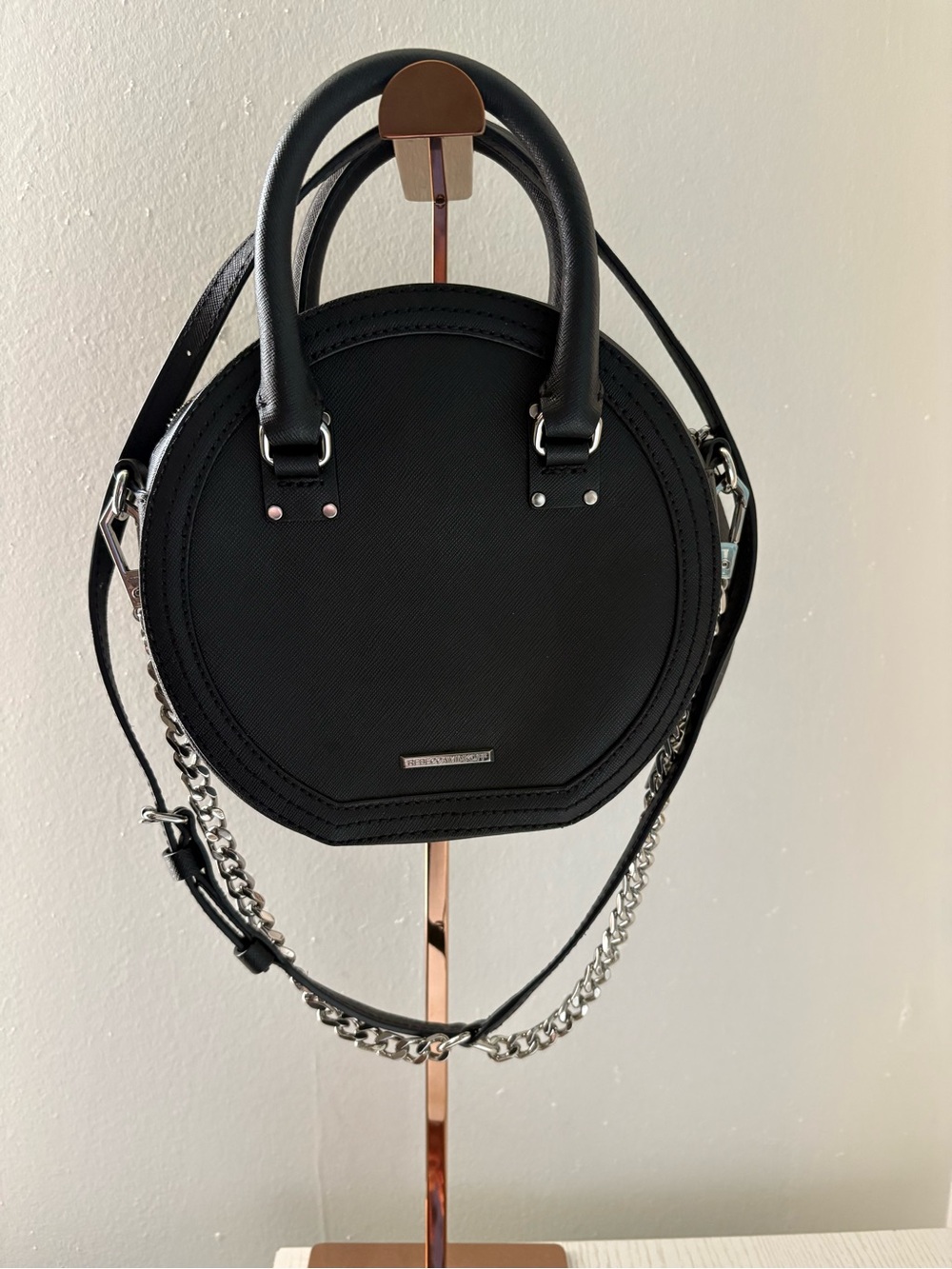Rebecca Minkoff Black Round Leather Crossbody Handbag
